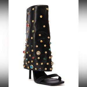 Fold Over Open Toe Boot Stiletto Sandal Sizes. 7 & 8